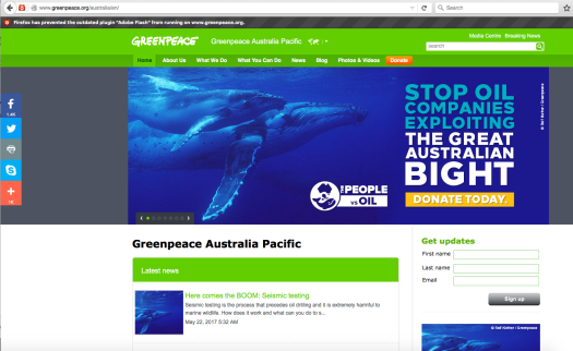 Screen Shot www.greenpeace.org
